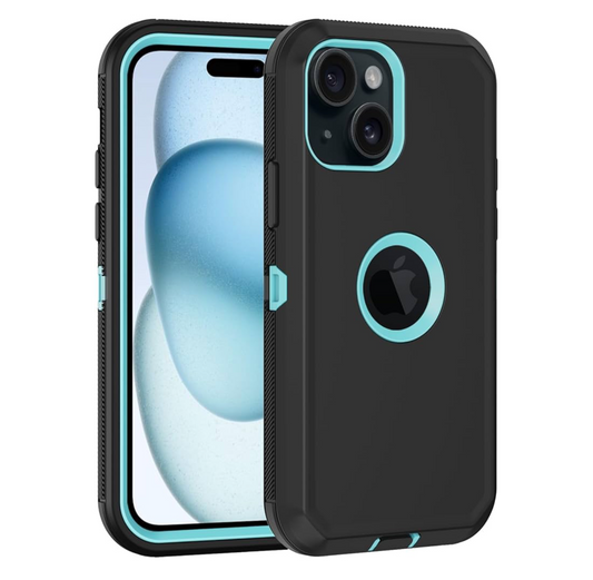 iPhone 11 Black & Teal Defender Case