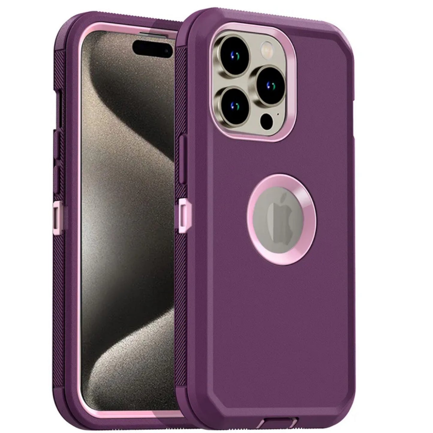 iPhone 16Pro Max Maroon & Pink Defender Case