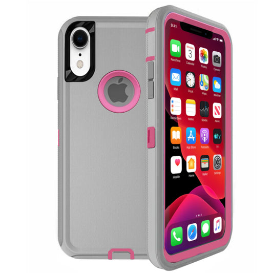 iPhone XR Gray & Pink Defender Case