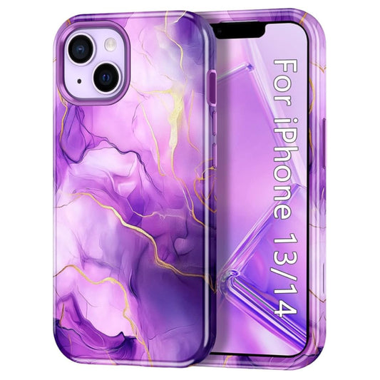 iPhone 13/14 Purple Marble Shockproof Case