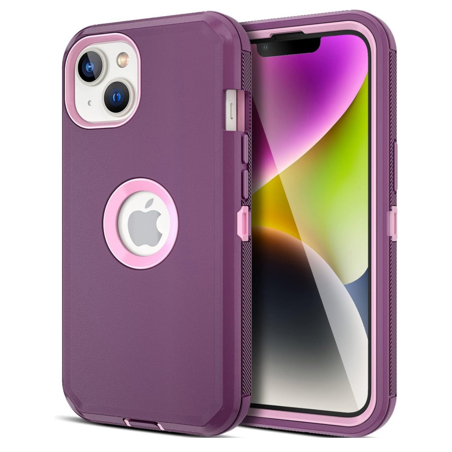 iPhone 13/14 Burgundy & Pink Defender Case
