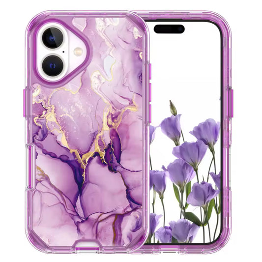 iPhone 16 Purple Marble Shockproof Case