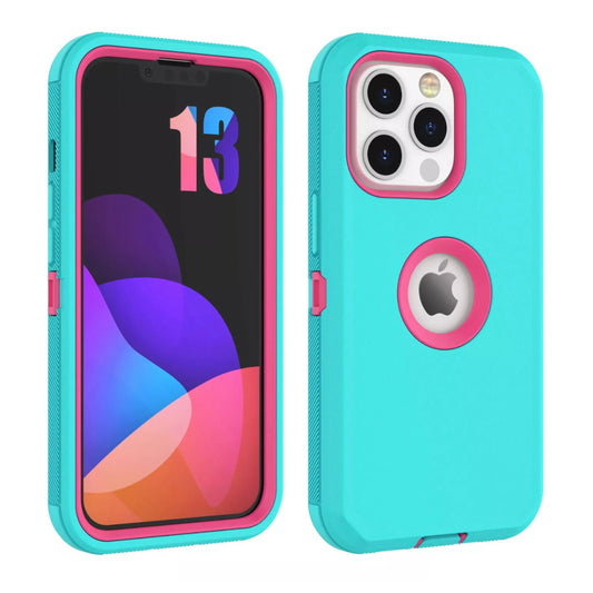 iPhone 14 Pro Teal & Pink Defender Case