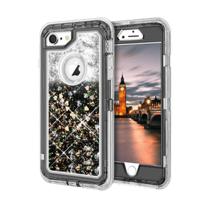 iPhone 7 Black Glitter Defender Case