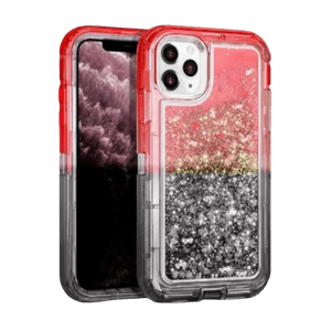 iPhone 12 mini Red & Black Glitter Defender Case