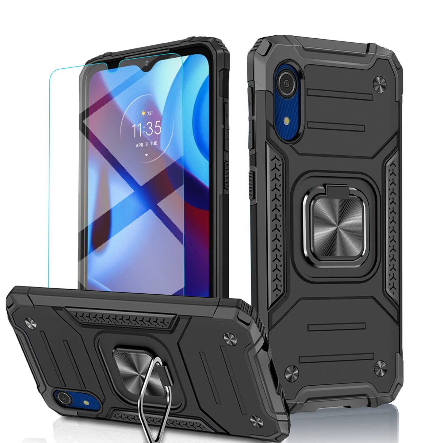 Samsung A03 Core Black Shockproof Case + Tempered Glass