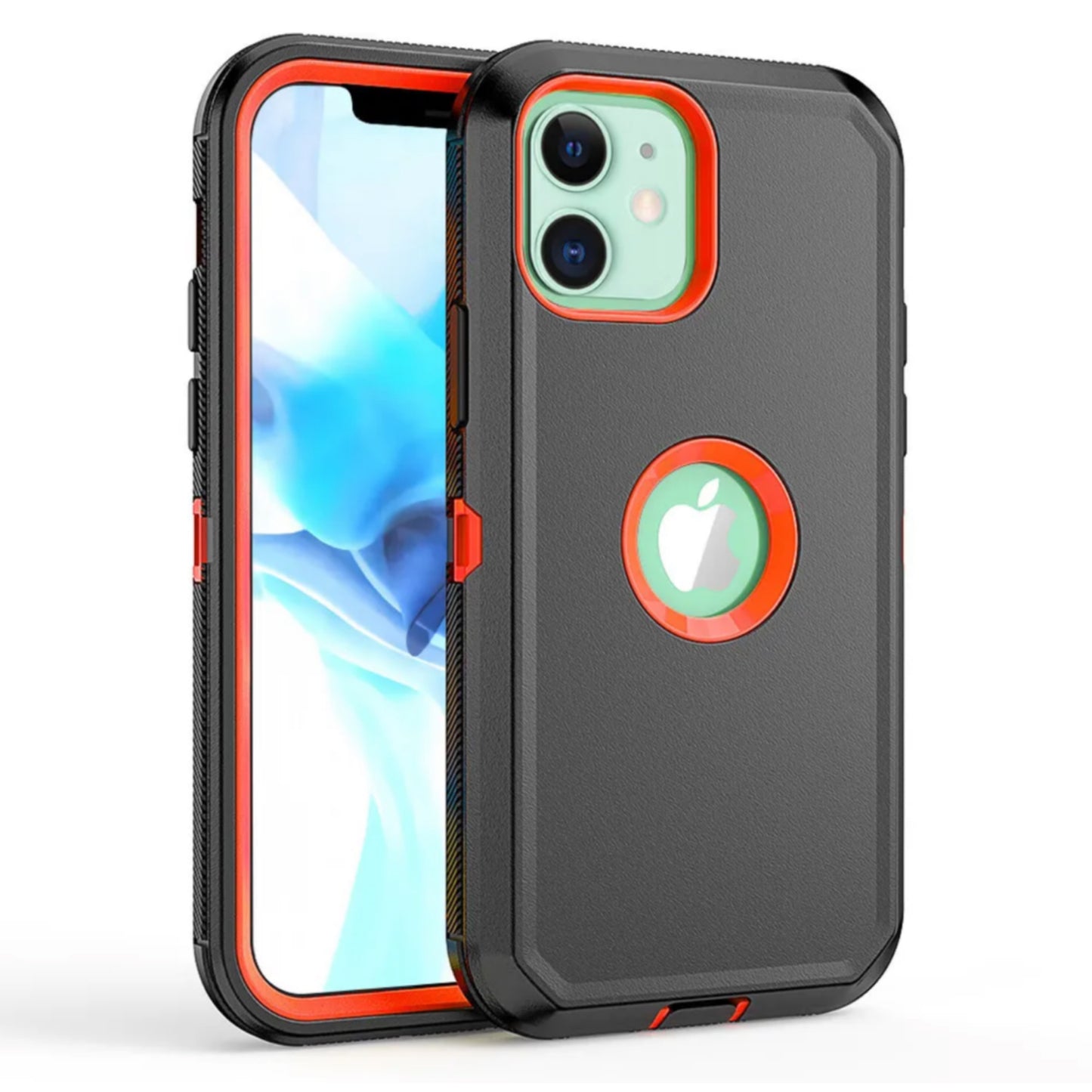 iPhone 12 mini Black & Orange Defender Case