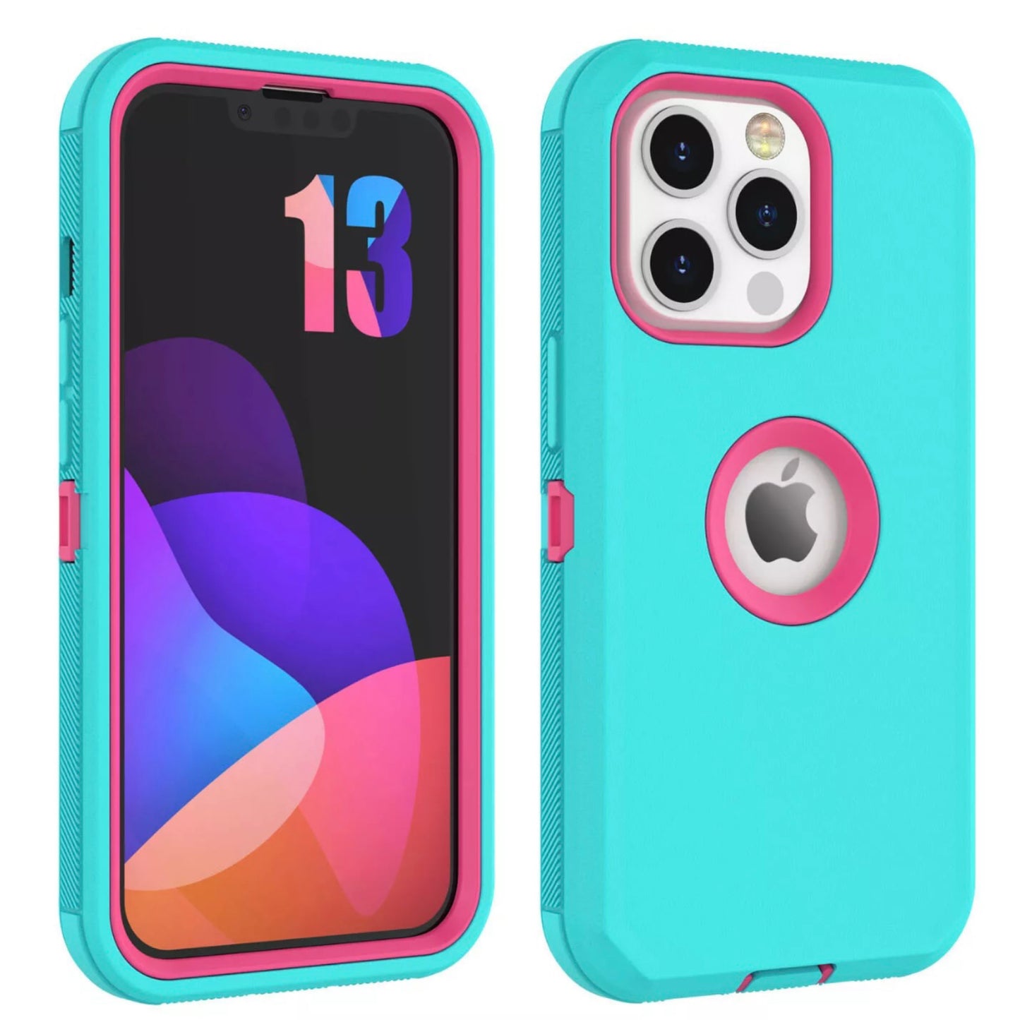 iPhone 11 Pro Max Teal & Pink Defender Case