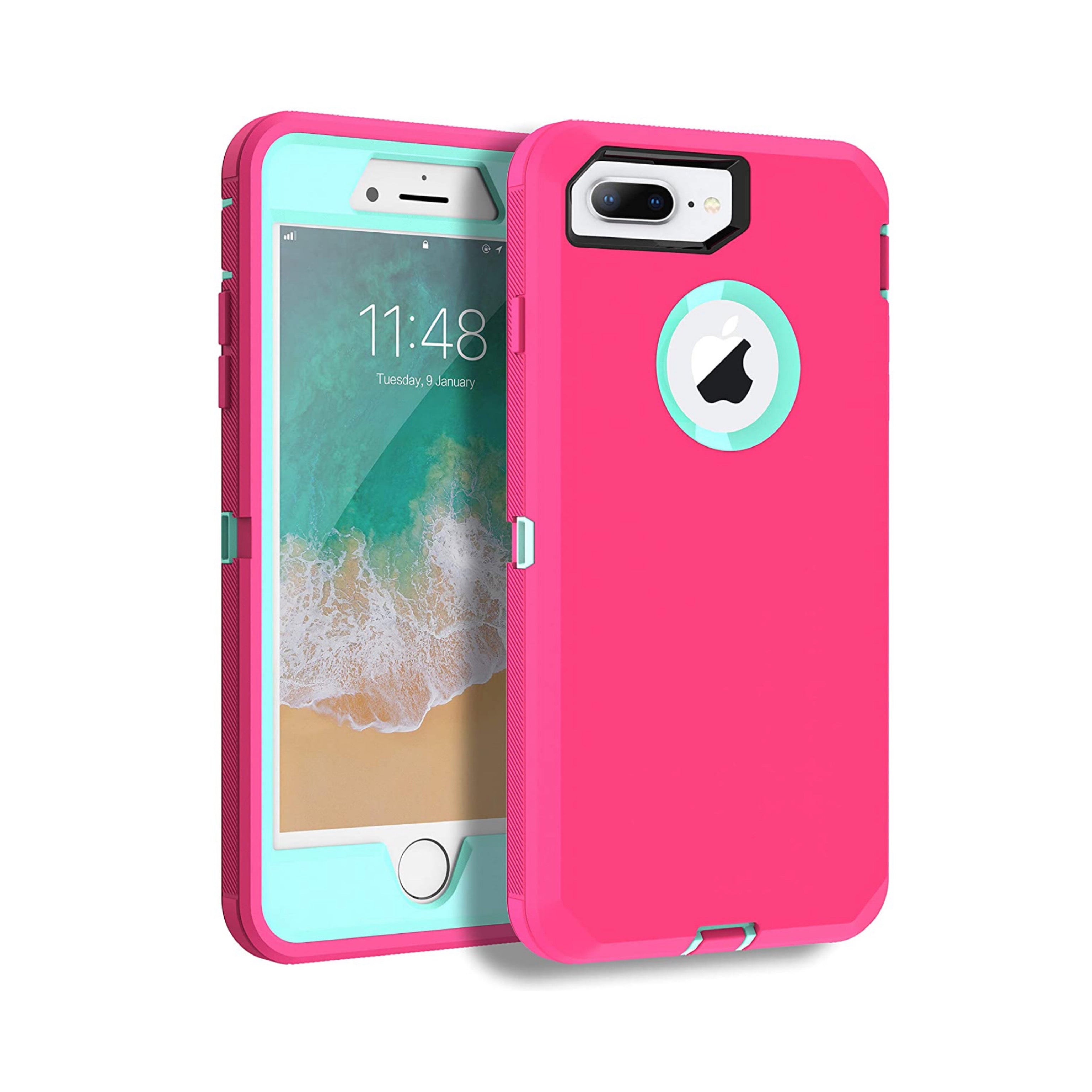 iPhone 6+ 6S+ 7+ 8+ Pink Teal Defender Case