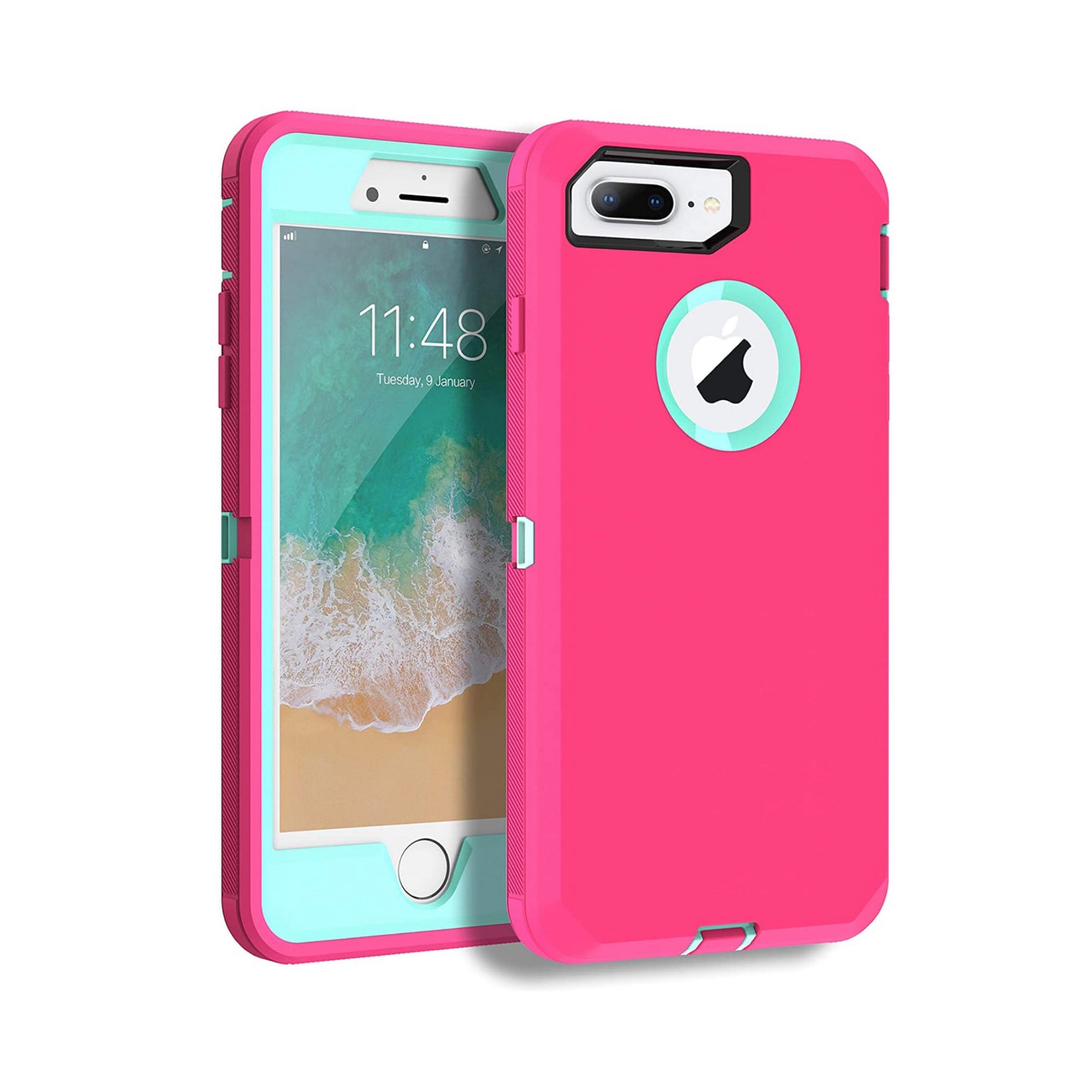iPhone 6+ 6S+ 7+ 8+ Pink & Teal Defender Case