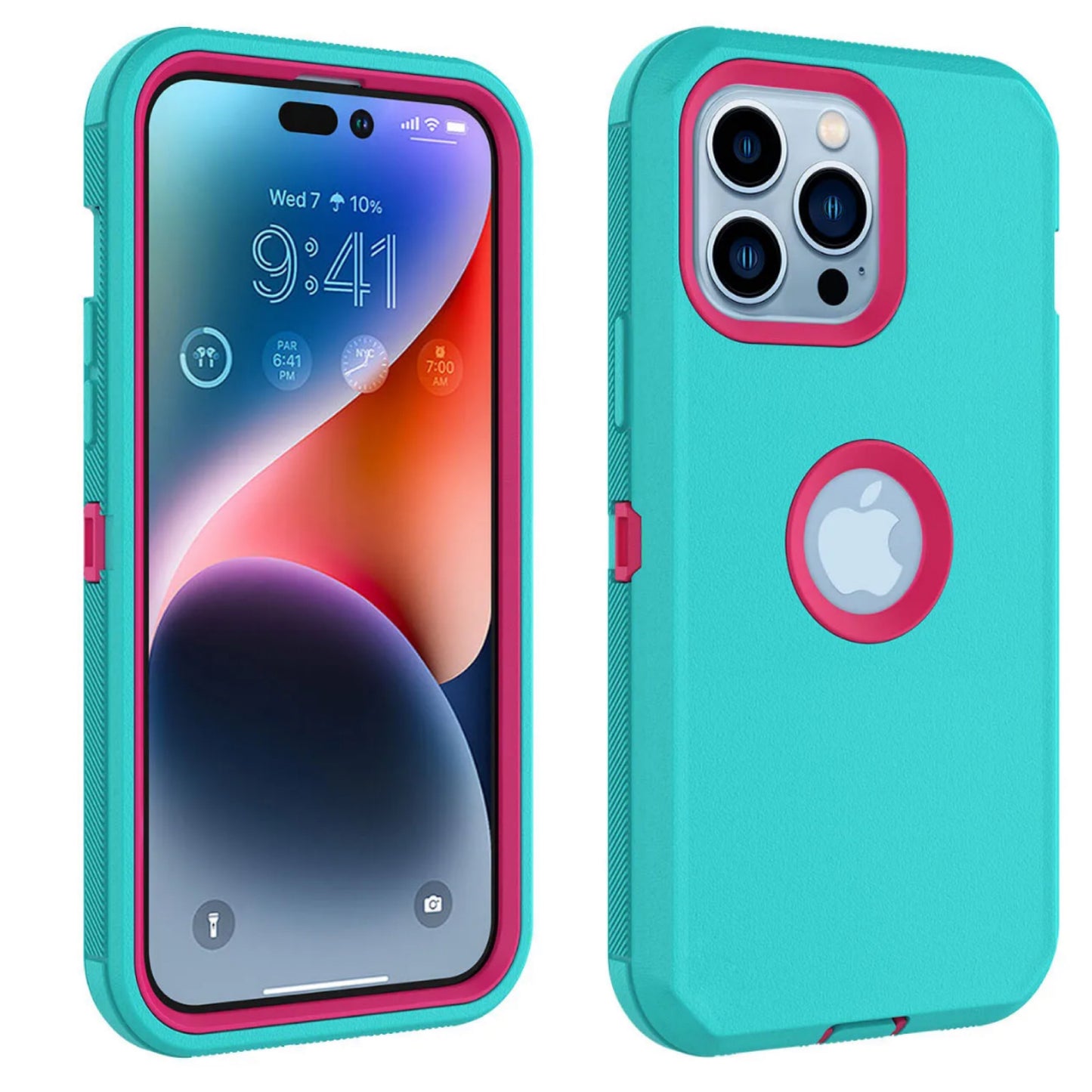 Teal & Pink iPhone 14 Pro Max Defender Case