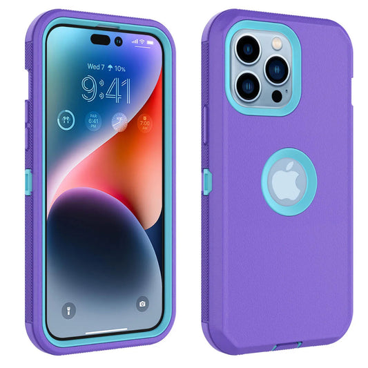 iPhone 15 Plus Purple & Teal Defender Case