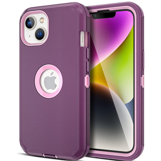 iPhone 15 Plus Maroon & Pink Defender Case