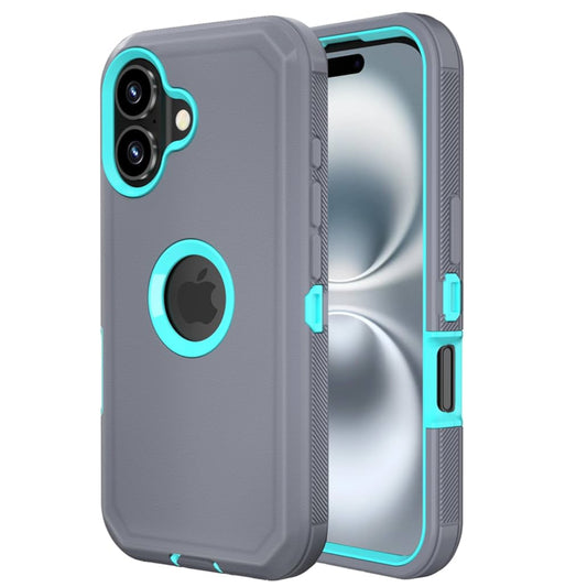 iPhone 16 Plus Gray/Teal Defender Case