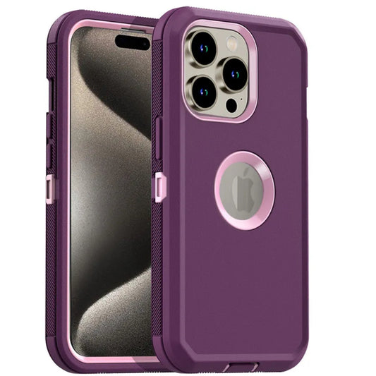 iPhone 15 Pro Maroon & Pink Defender Case