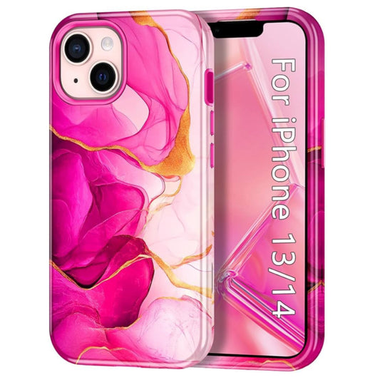 iPhone 13/14 Pink Marble Shockproof Case