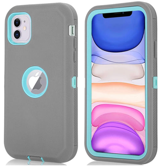 iPhone 12 12 Pro Gray & Teal Defender Case