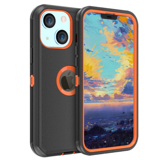 iPhone 14 Plus Black & Orange Defender Case