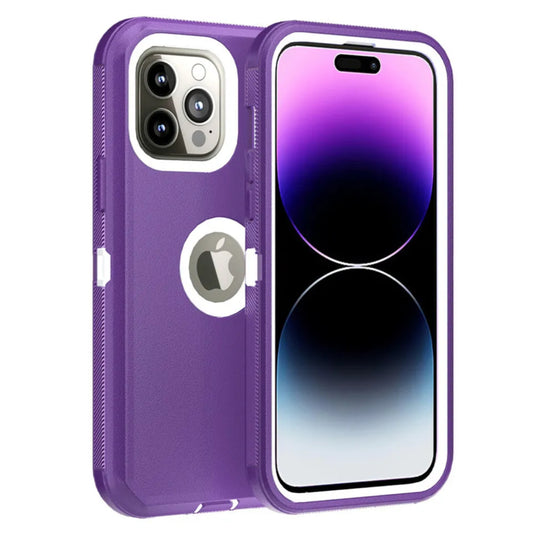 iPhone 15 Pro Purple & White Defender Case
