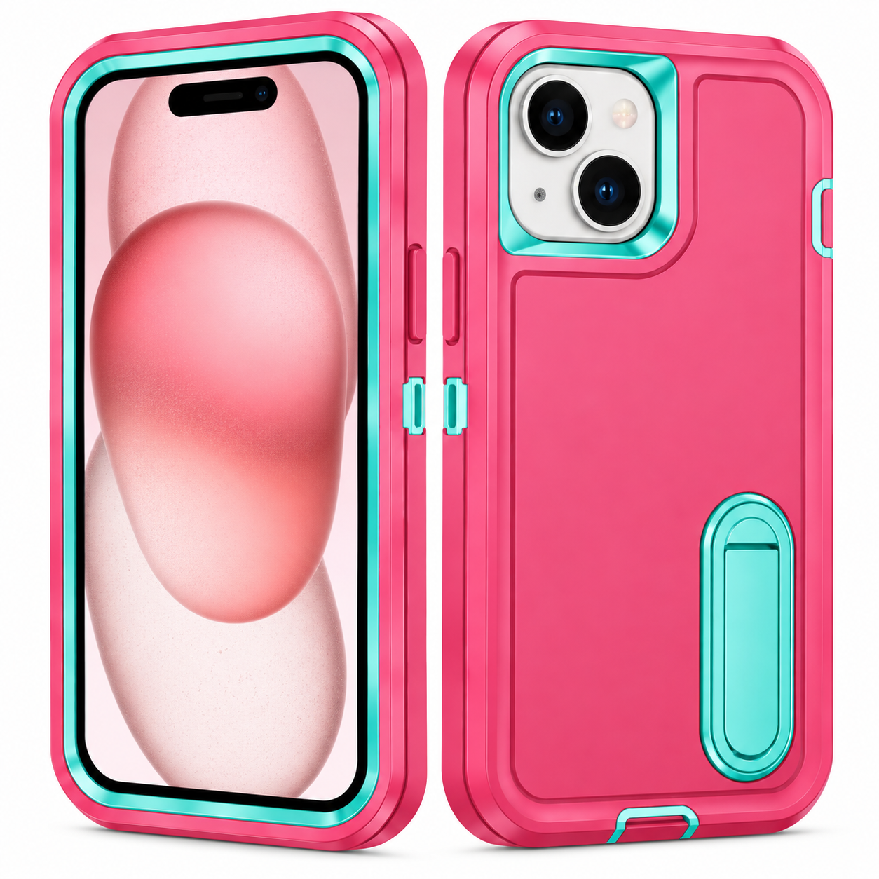 iPhone 15 Pink/Teal Defender Case