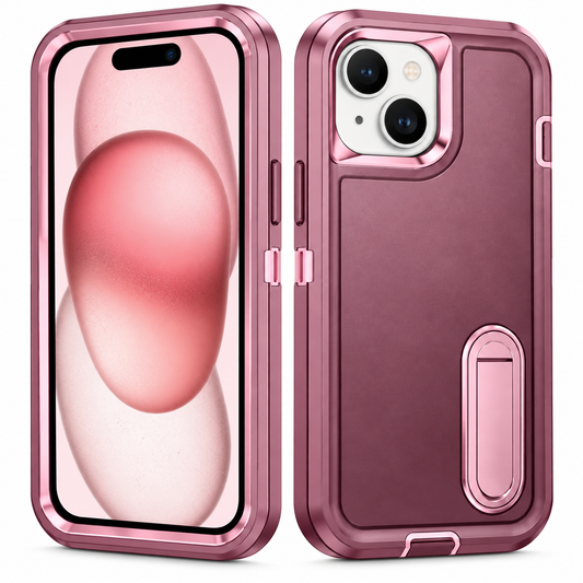 iPhone 15 Maroon & Pink Defender Case
