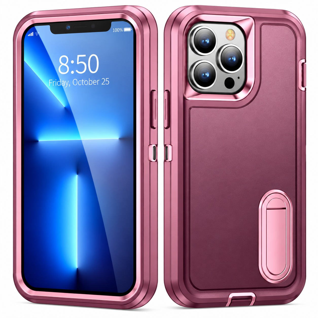 iPhone 12/13 Pro Max Burgundy & Pink Defender Case