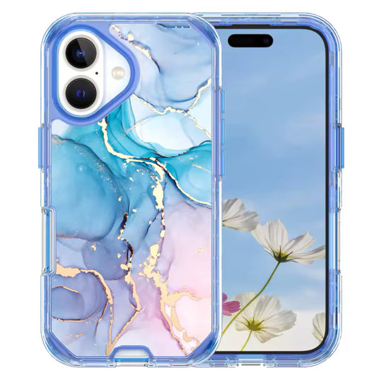 iPhone 16 Plus Blue Marble Shockproof Case