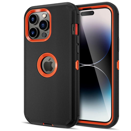 iPhone 15 Pro Max Black & Orange Defender Case