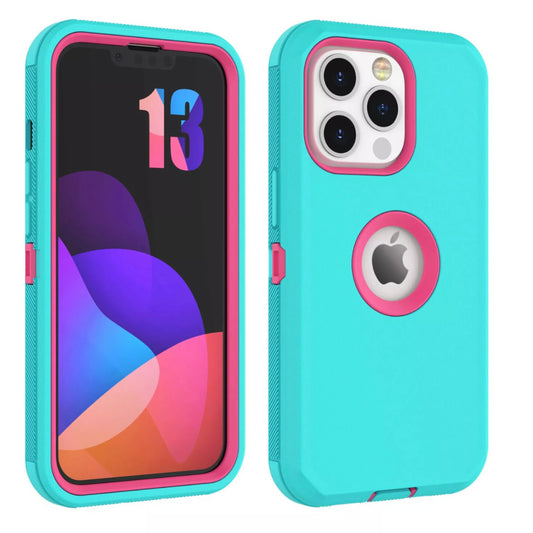 iPhone 13/14 Teal & Pink Defender Case