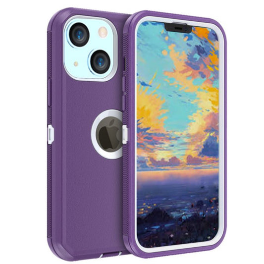 iPhone 15 Purple & White Defender Case