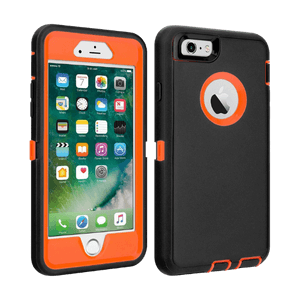 iPhone 6/6s/7/8 Black & Orange Defender Case