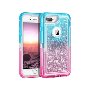 iPhone 8 Plus Teal & Pink Glitter Defender Case