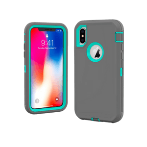 iPhone X Xs Grey & Teal Defender Case