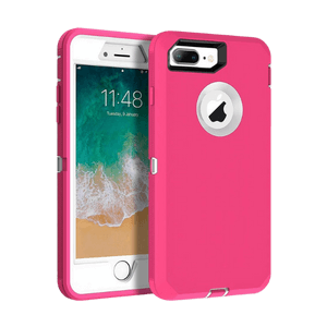 iPhone 6+ 6s+ 7+ 8+ Pink & White Defender Case