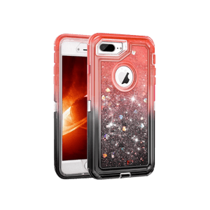 iPhone 8 Plus Red & Black Glitter Defender Case