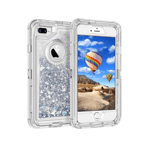 iPhone 8 Plus Silver Glitter Defender Case