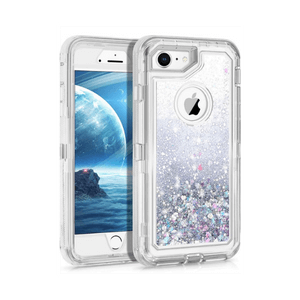 iPhone 8 Silver Glitter Defender Case