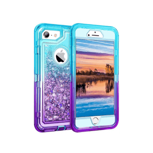 iPhone 7 Teal & Purple Glitter Defender Case