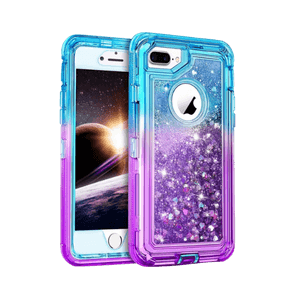 iPhone 8 Plus Teal & Purple Glitter Defender Case