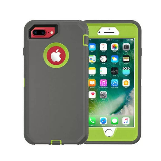 iPhone 6+ 6s+ 7+ 8+ Plus Grey & Green Defender Case