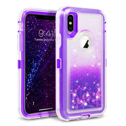 iPhone X Xs Purple Glitter Defender Case