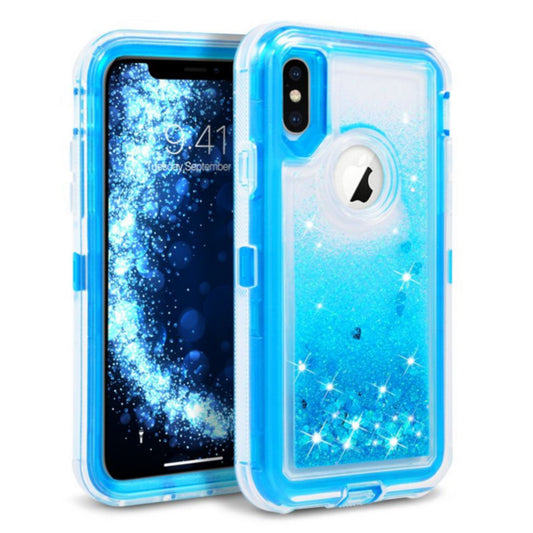 iPhone X Xs Blue Glitter Defender Case