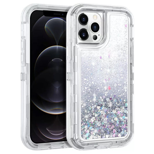 iPhone 13 Pro Silver Glitter Defender Case