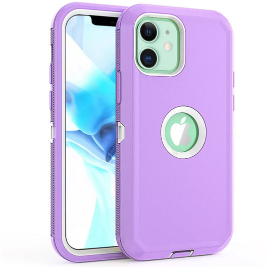 iPhone 12 12 Pro Purple & White Defender Case