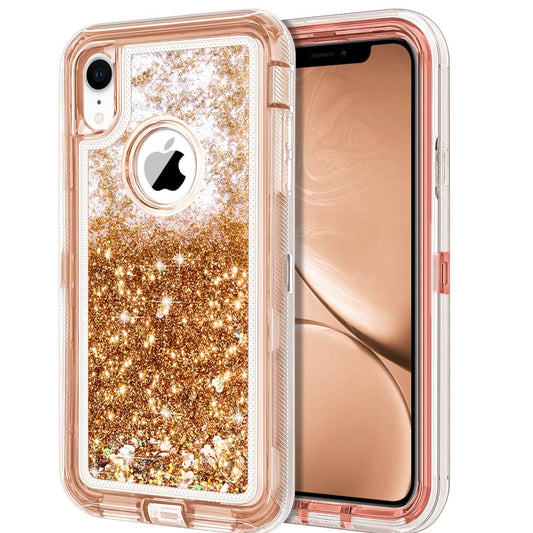 iPhone XR Gold Glitter Defender Case