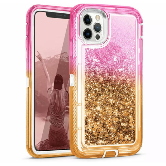 iPhone 13 Pro Pink & Gold Glitter Defender Case