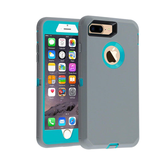 iPhone 6+ 6S+ 7+ 8+ Grey & Teal Defender Case