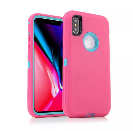 iPhone X Xs Pink & Teal Defender Case