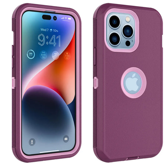 iPhone 14 Pro Maroon & Pink Defender Case