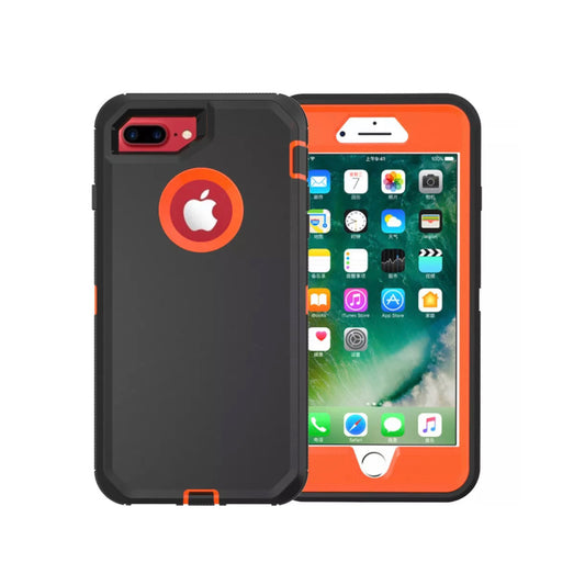 iPhone 6+ 6s+ 7+ 8+ Black & Orange Defender Case